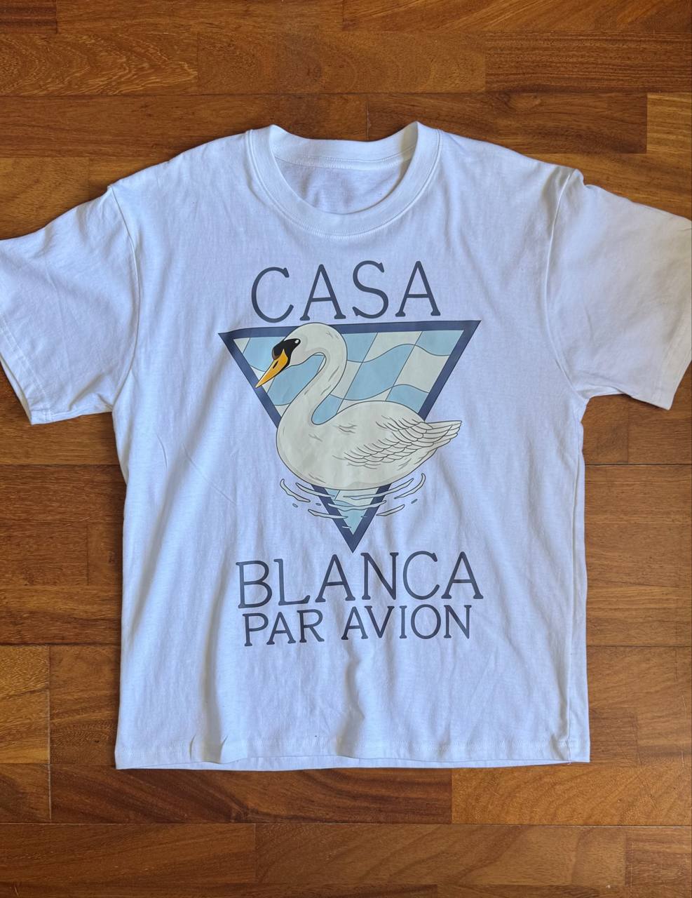 T-shirt Casablanca blanc imprimé cygne par avion