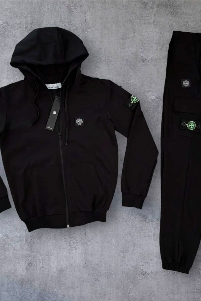 Survêtement à capuche Stone Island noir