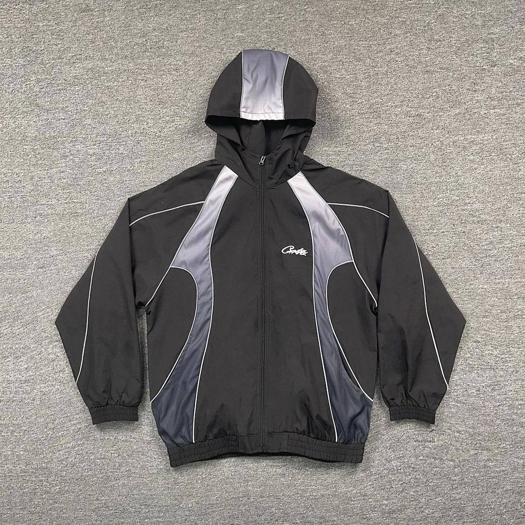 Veste de survêtement Corteiz noire et grise