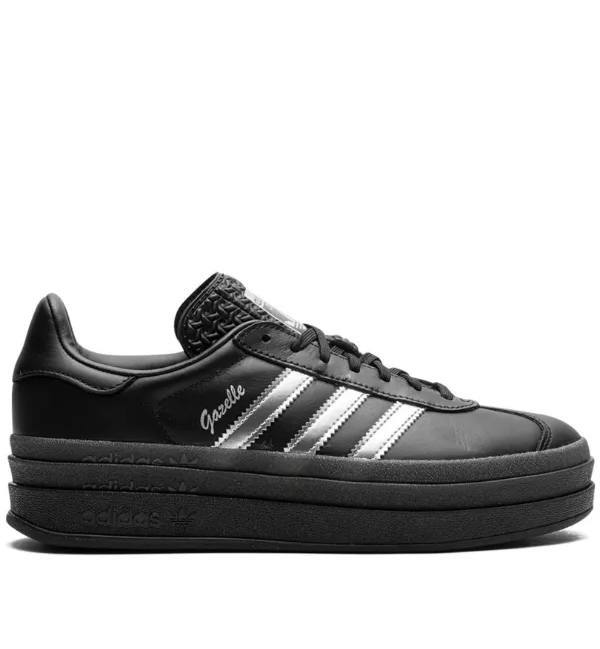 Baskets Adidas Gazelle Bold en cuir noir et argenté