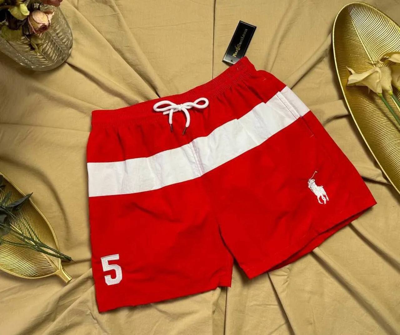 Short de bain Ralph Lauren rouge et blanc