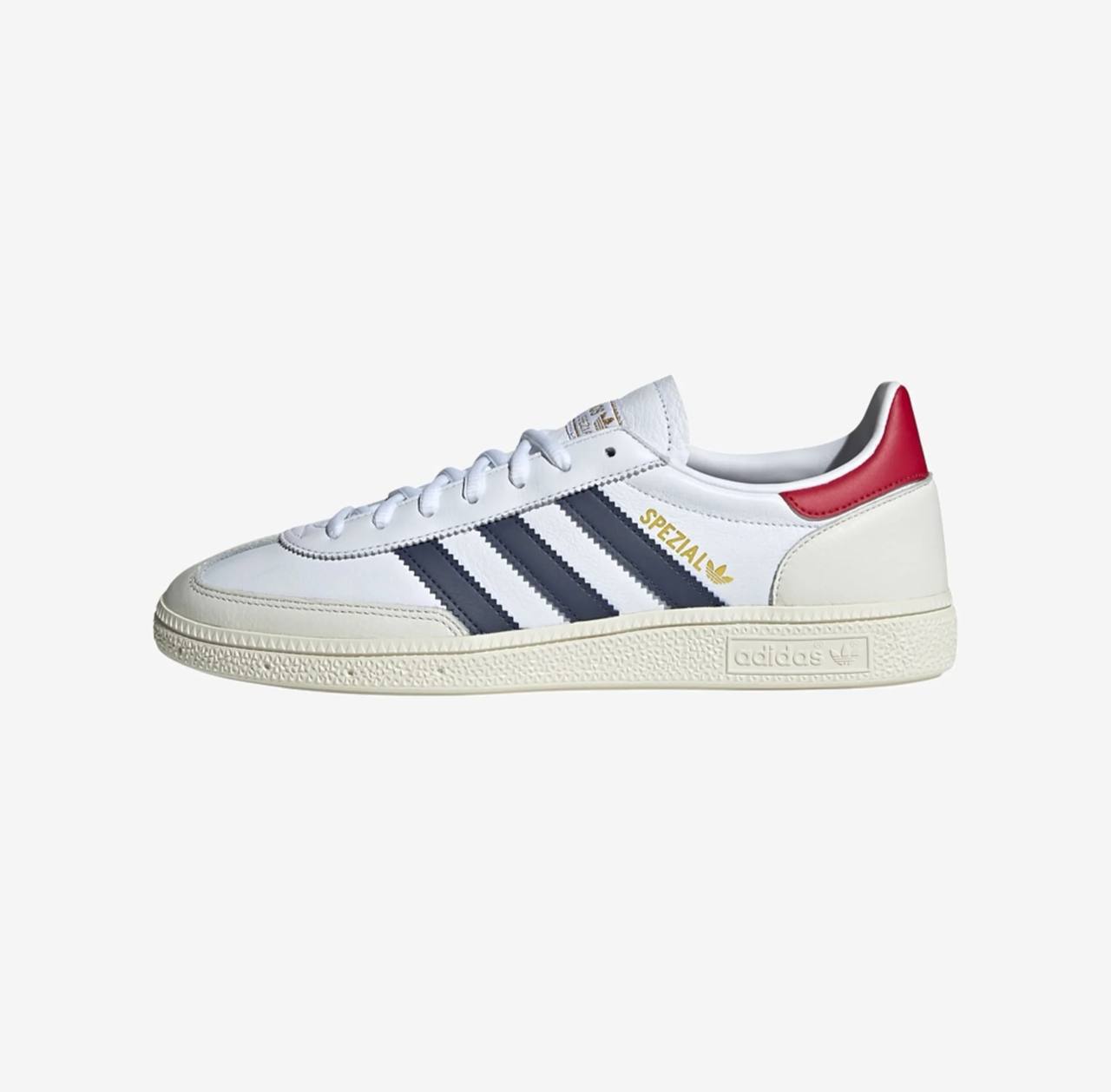 Baskets Adidas Spezial cuir blanc et bandes marine