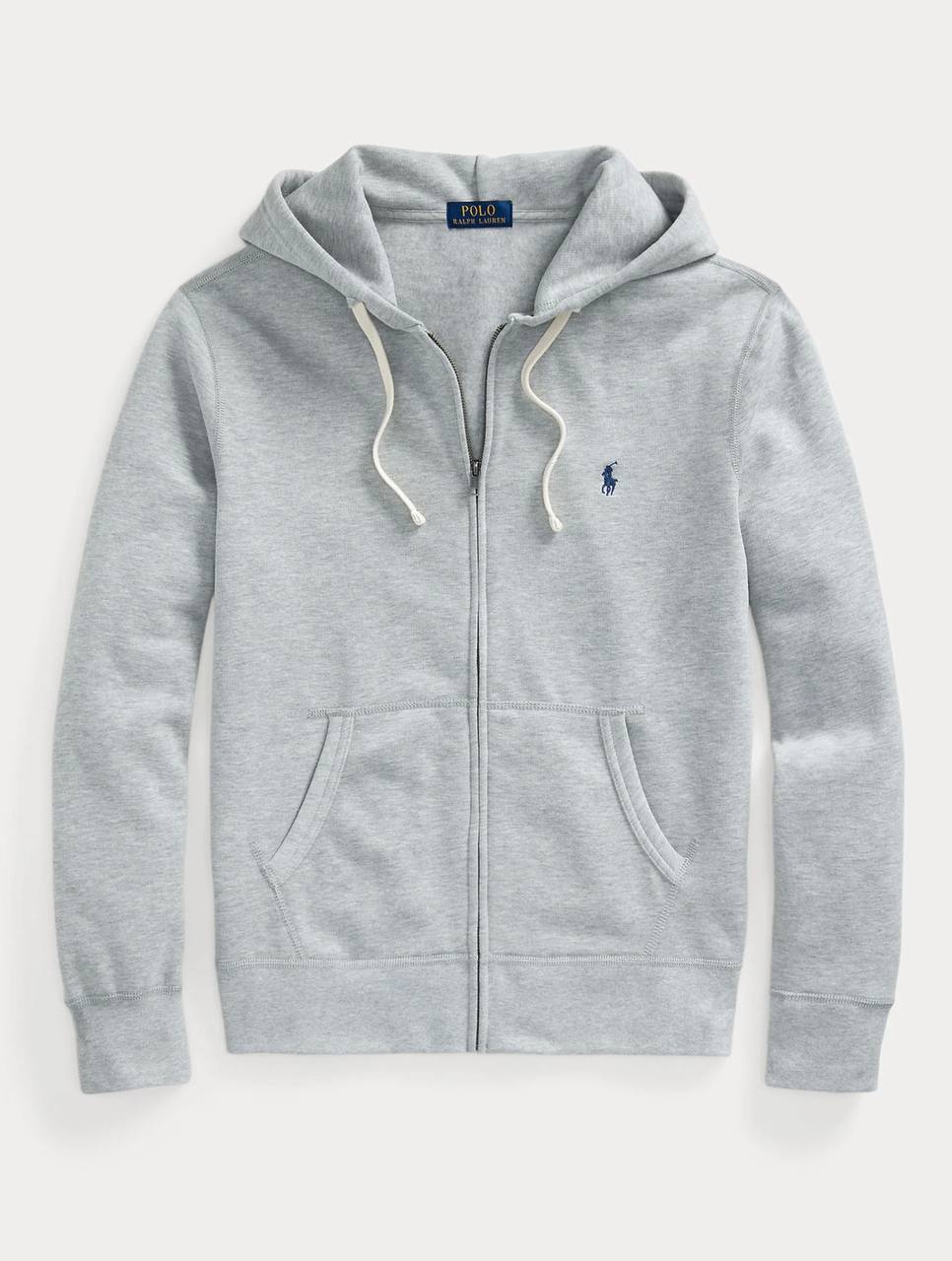 Sweat zippé à capuche Ralph Lauren gris chiné
