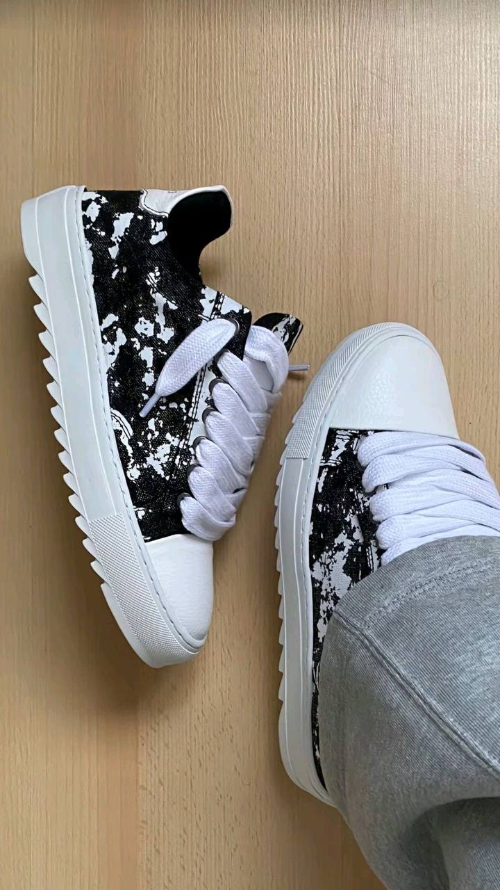 Baskets basses Numeris motif noir et blanc
