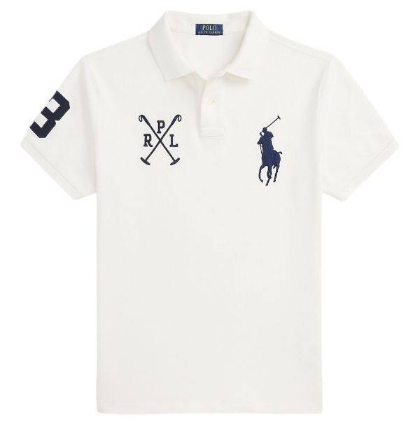 Polo Ralph Lauren blanc à broderie marine