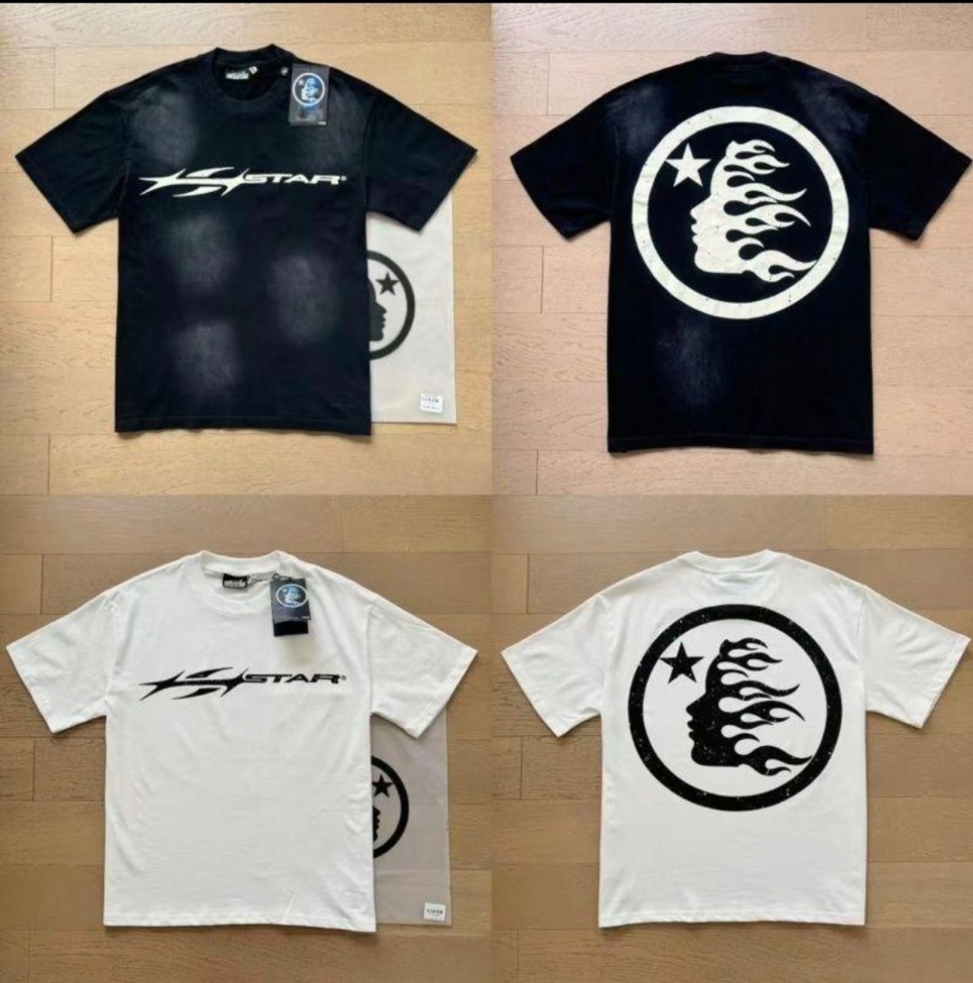T-shirts Hellstar imprimé flamme noir et blanc