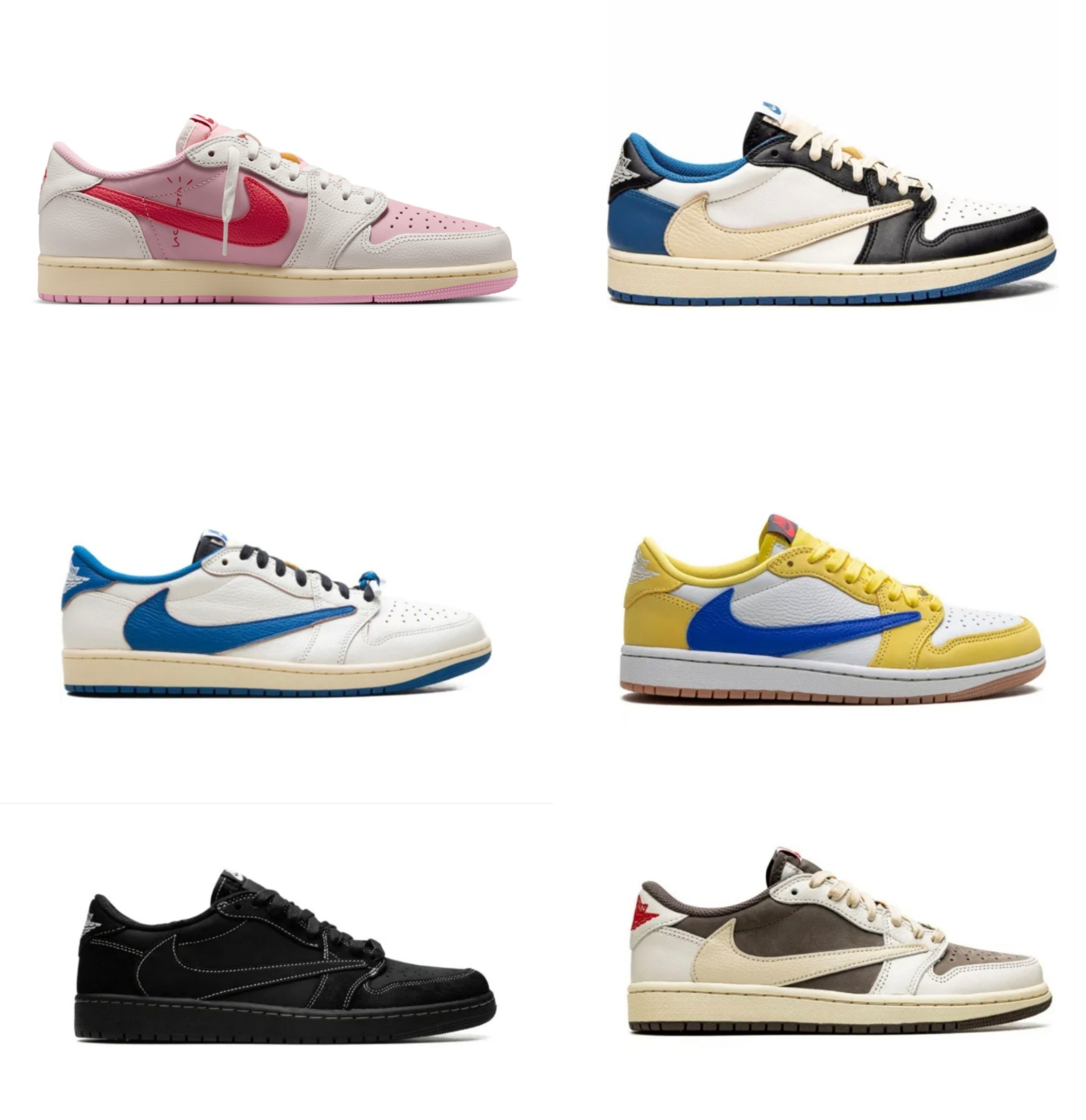 Baskets Nike Air Jordan 1 Low Travis Scott coloris variés