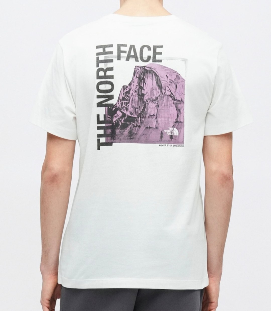 T-shirt The North Face blanc imprimé montagne dos
