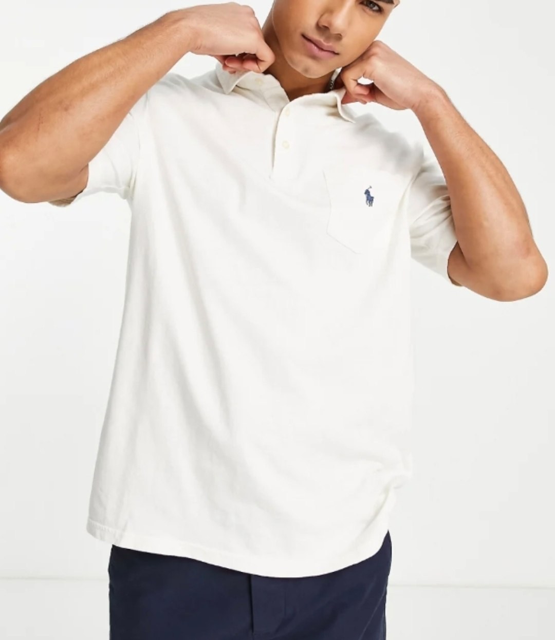 Polo Ralph Lauren blanc à poche poitrine