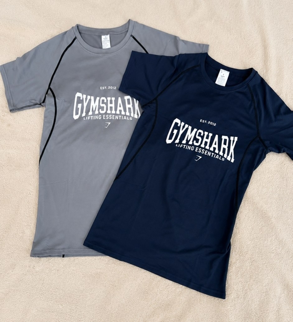 T-shirts de compression Gymshark bleu et gris
