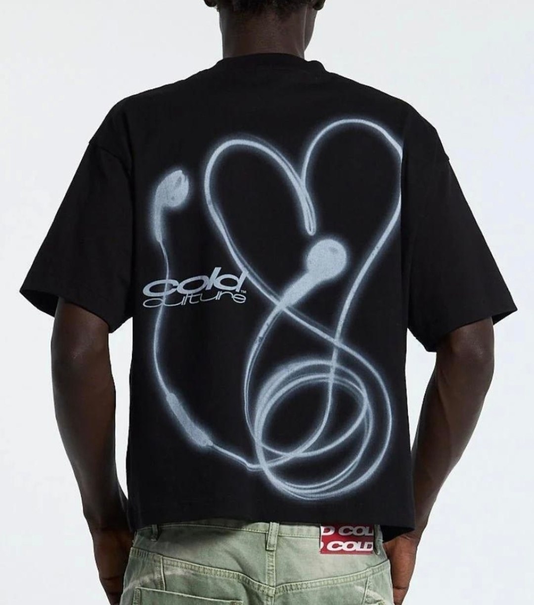 T-shirt noir Cold Culture imprimé écouteurs
