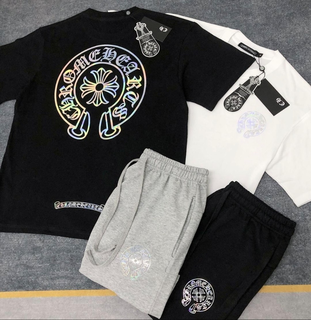 Ensembles t-shirt et short Chrome Hearts logo irisé