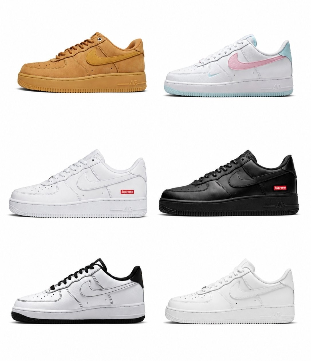 Baskets Nike Air Force 1 Supreme et classiques