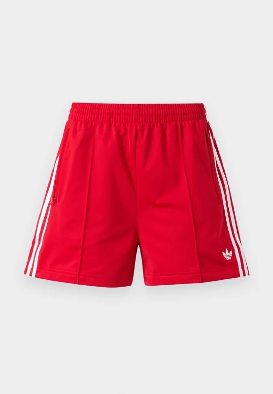 Short de sport Adidas rouge à trois bandes blanches