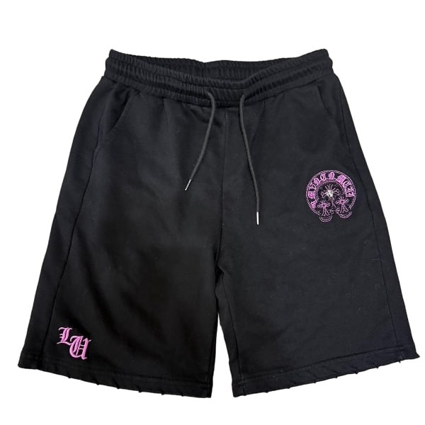 Short de jogging Chrome Hearts noir broderie rose