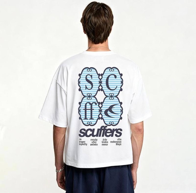 T-shirt Scuffers blanc imprimé dos rétro