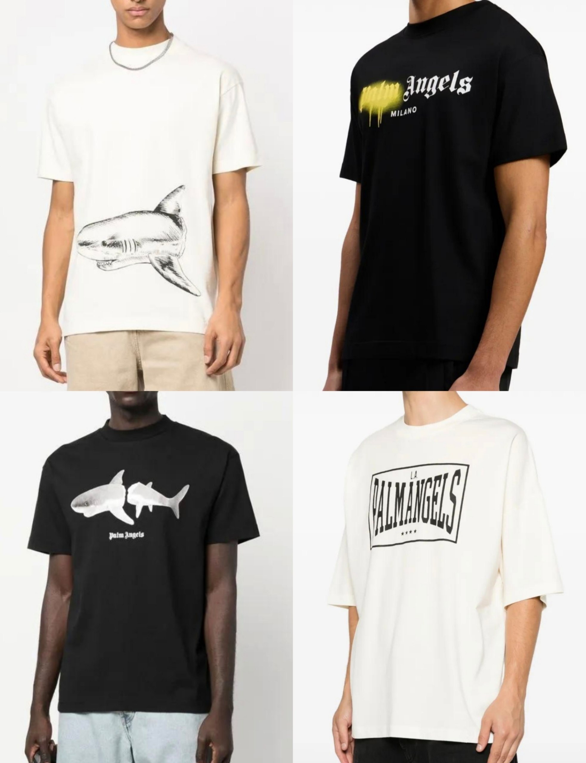 T-shirts Palm Angels motifs requin et logo imprimé