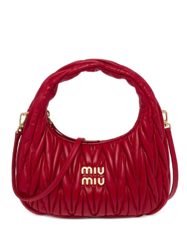 Sac hobo Miu Miu Wander en cuir matelassé rouge