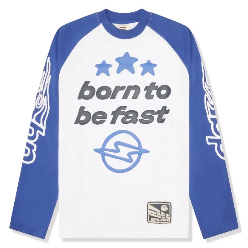 T-shirt manches longues raglan Broken Planet blanc et bleu