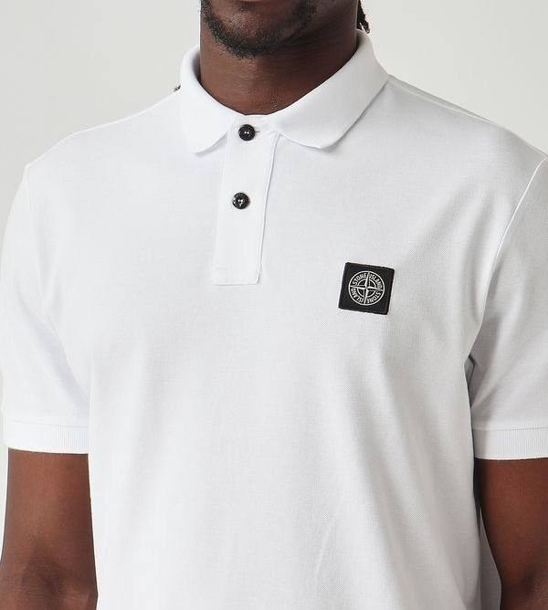 Polo blanc Stone Island avec patch logo
