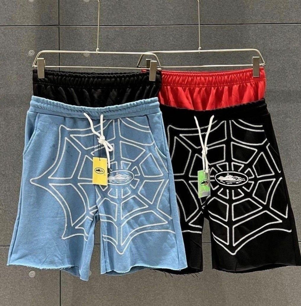 Short Corteiz motif toile d'araignée brodée