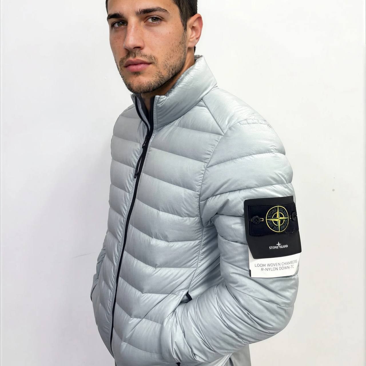 Doudoune légère Stone Island gris clair