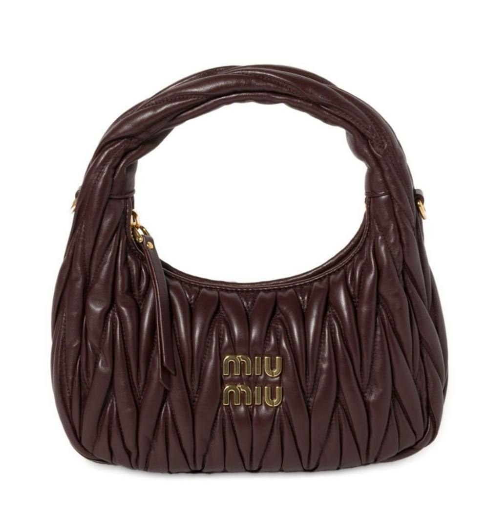 Sac porté épaule Miu Miu Wander cuir matelassé marron