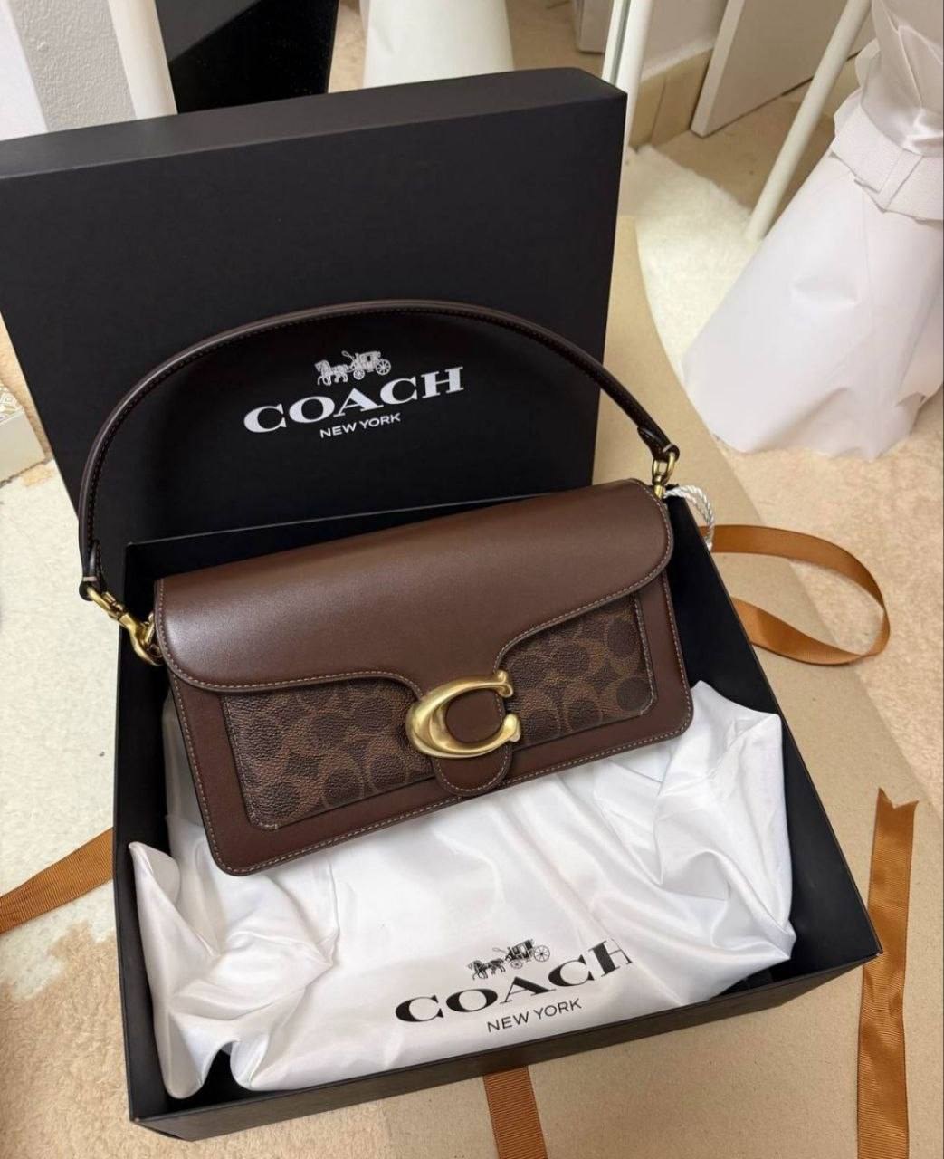 Sac porté épaule Coach Tabby marron et toile monogramme