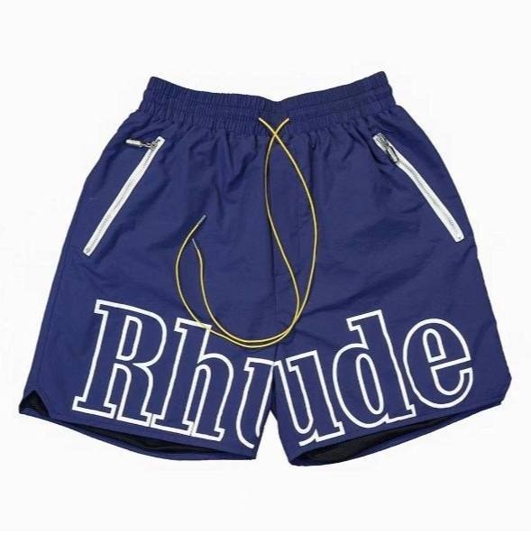 Short de bain Rhude bleu marine à grand logo