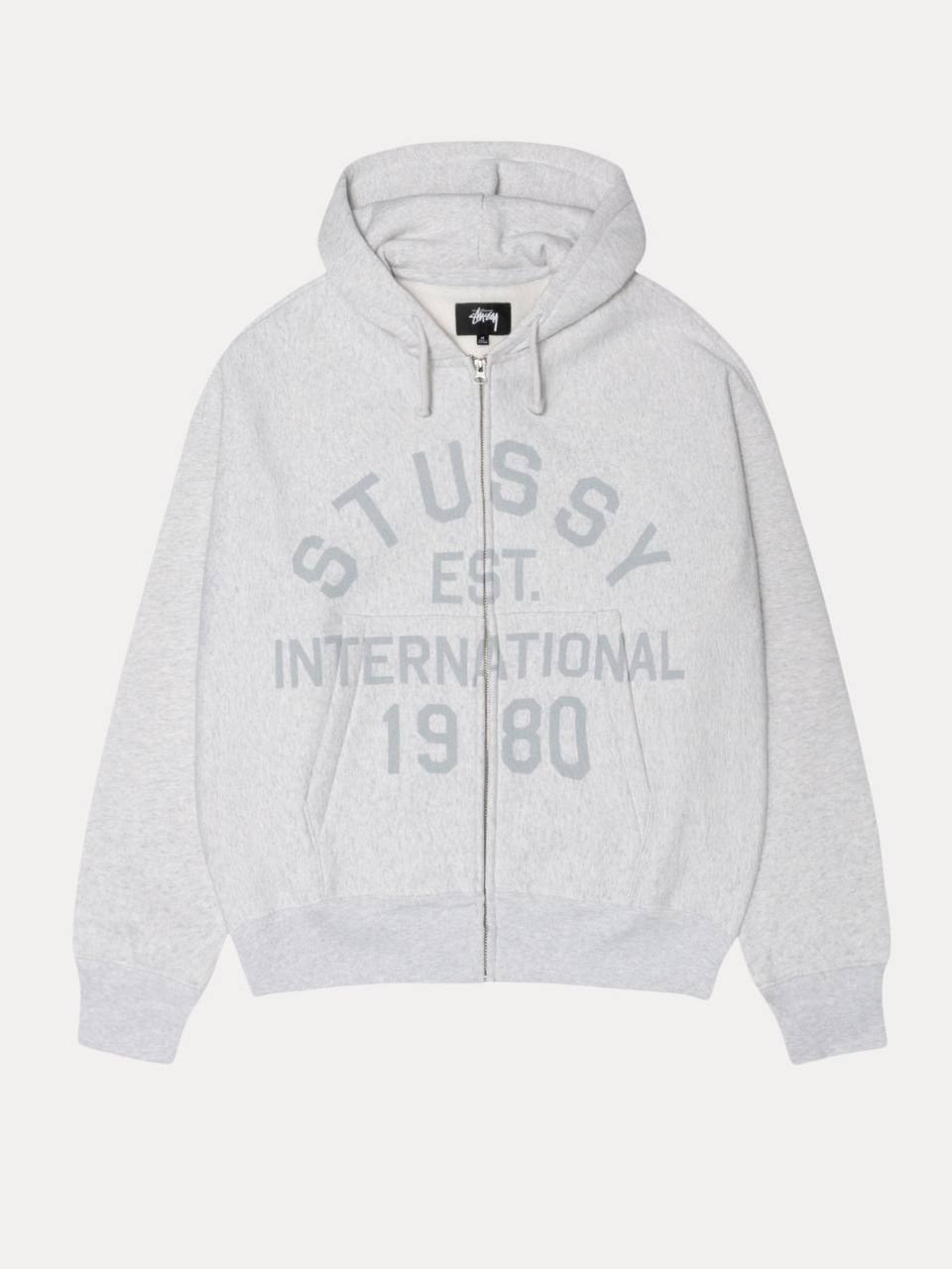 Sweat zippé à capuche Stüssy gris chiné