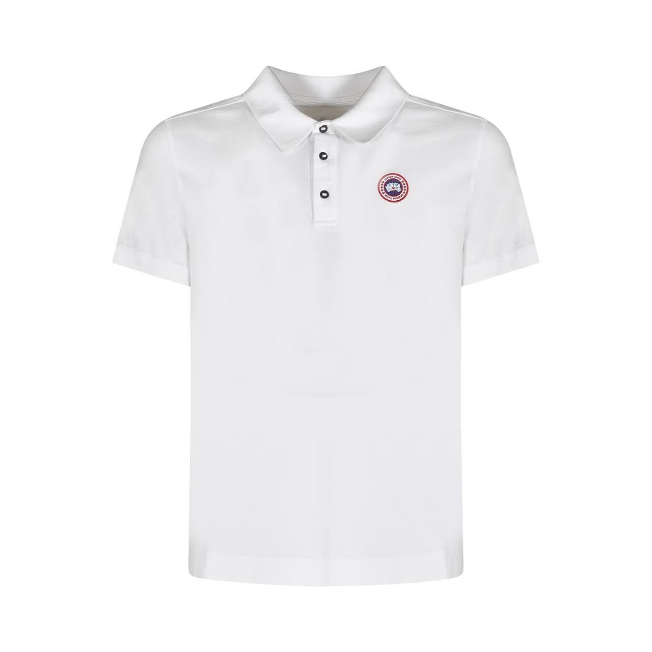 Polo Canada Goose blanc à patch logo