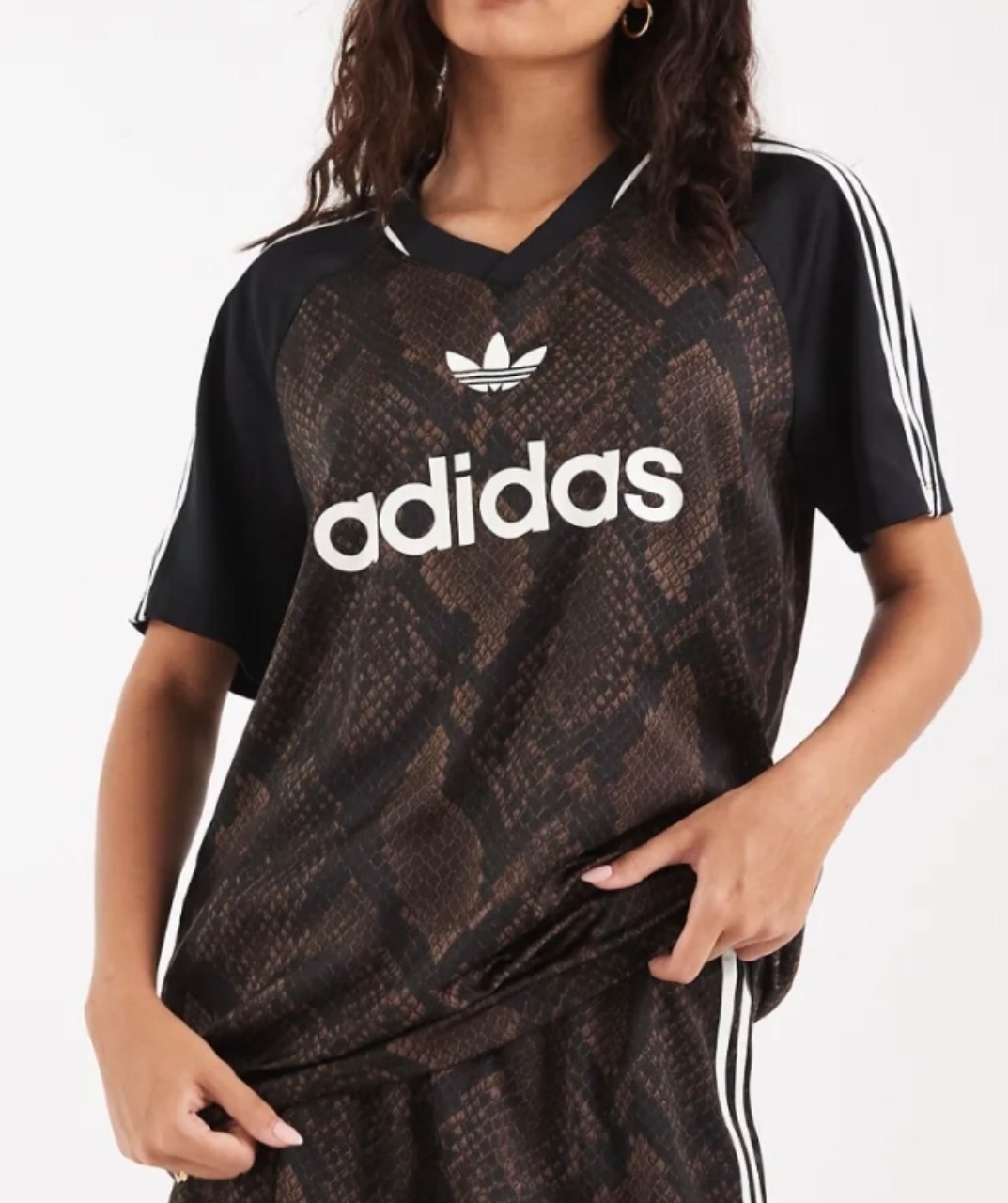 Maillot T-shirt Adidas imprimé serpent marron