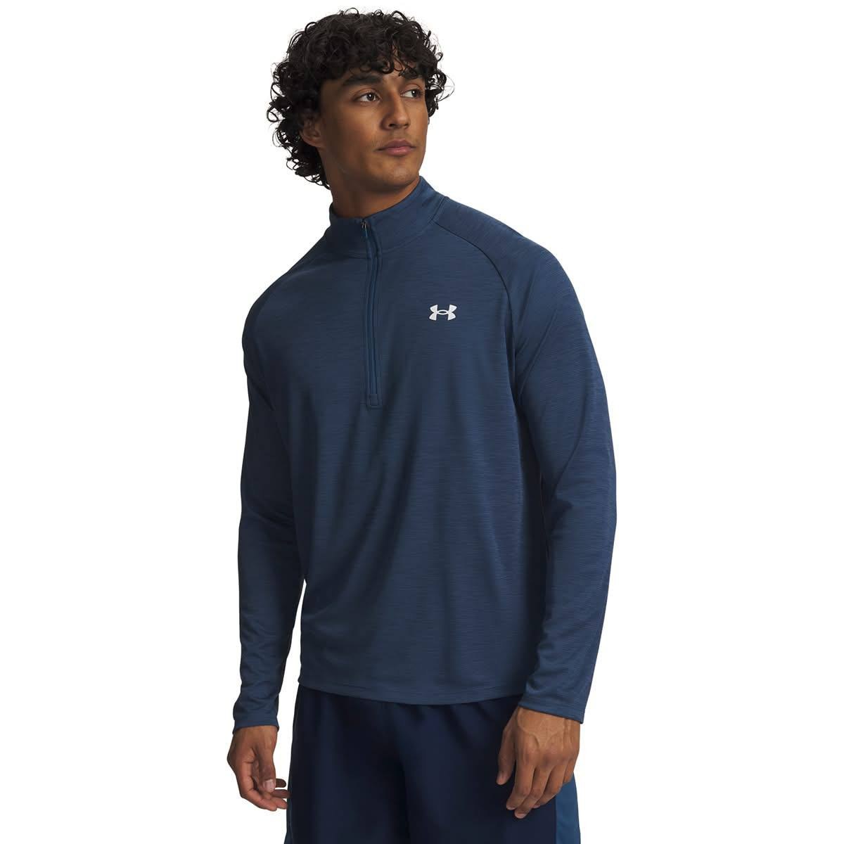 Sweat Under Armour demi-zip chiné bleu foncé
