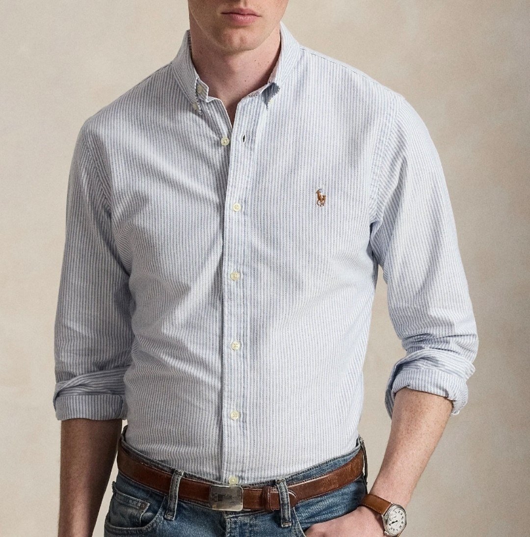 Chemise Ralph Lauren rayée bleu et blanc