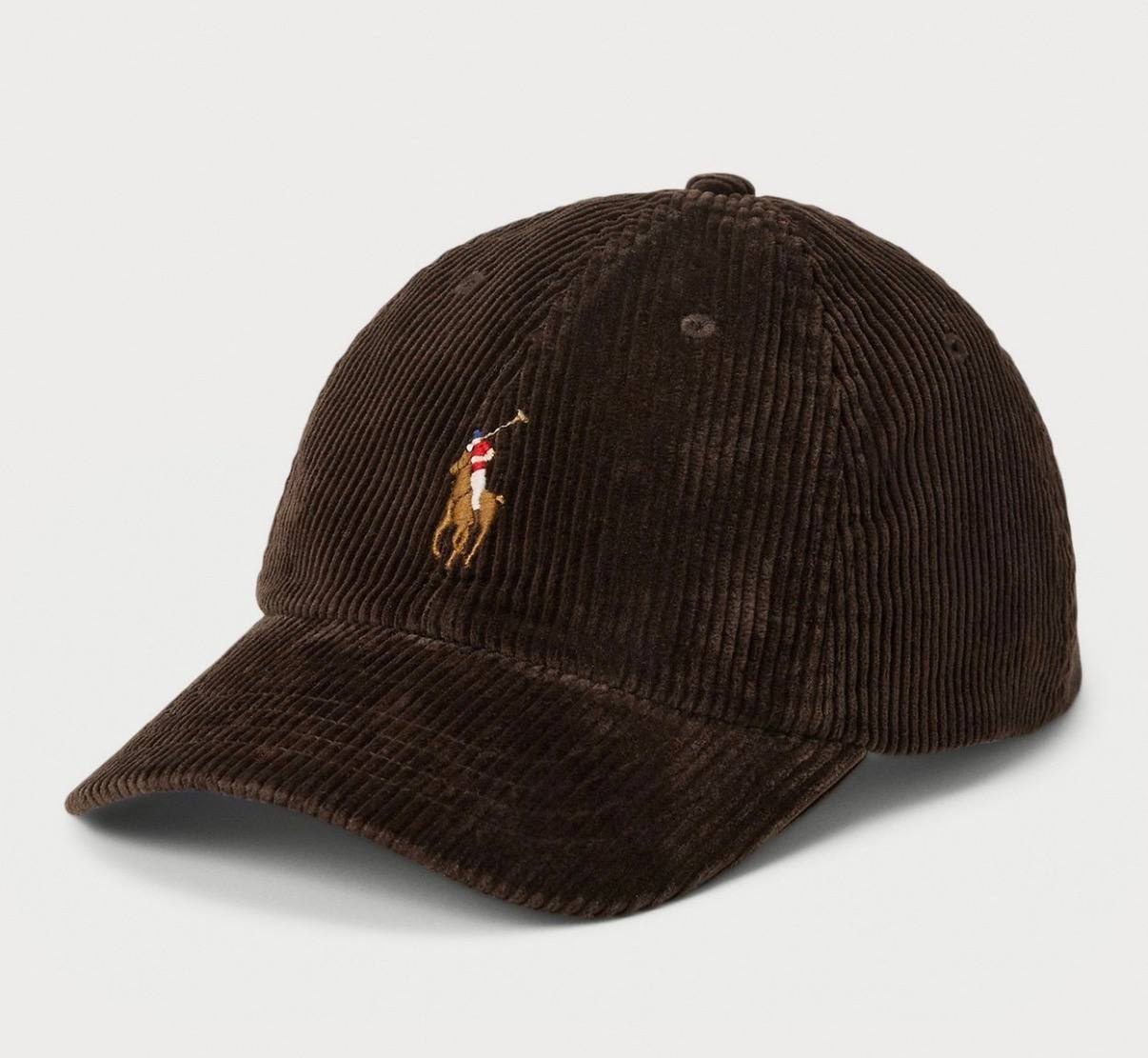 Casquette Ralph Lauren en velours côtelé marron