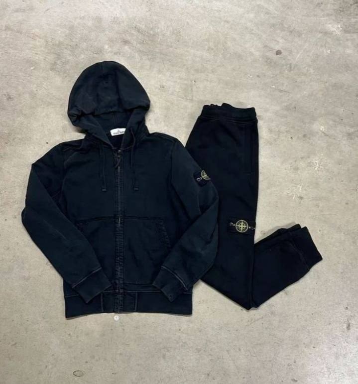 Survêtement Stone Island à capuche zippé noir