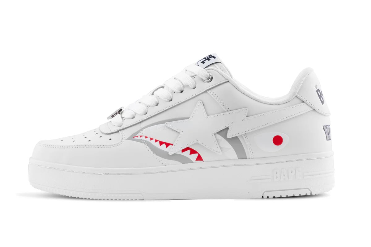 Baskets BAPE STA blanches motif Shark