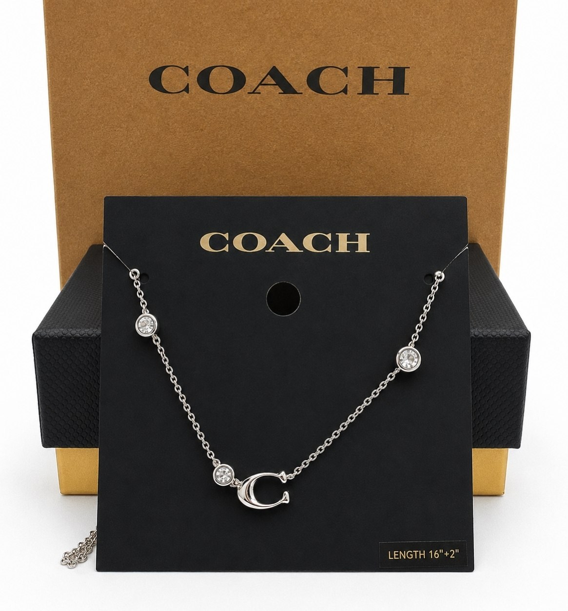 Collier Coach en argent avec pendentif logo C