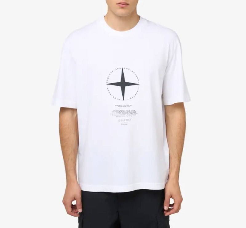 T-shirt Stone Island blanc motif boussole