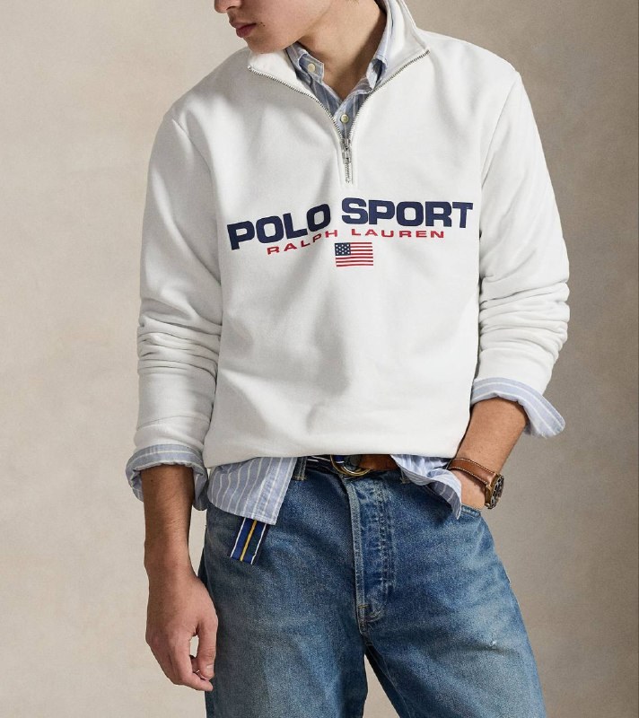 Sweat zippé Polo Sport Ralph Lauren blanc