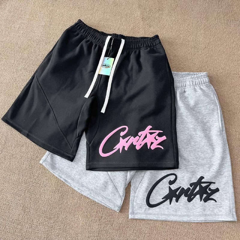 Short de jogging Corteiz logo brodé noir et gris