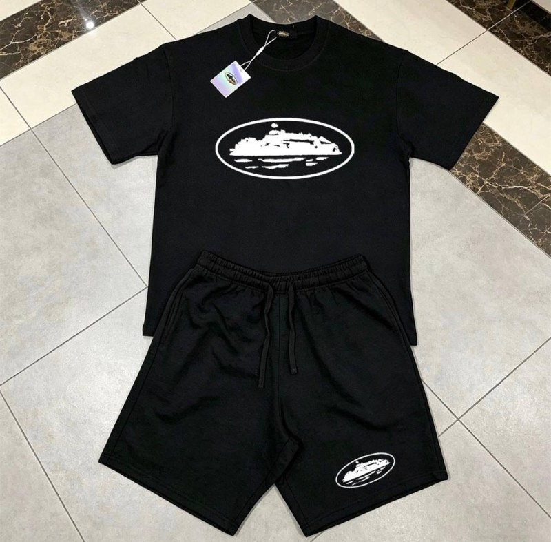 Ensemble t-shirt et short Corteiz Alcatraz noir