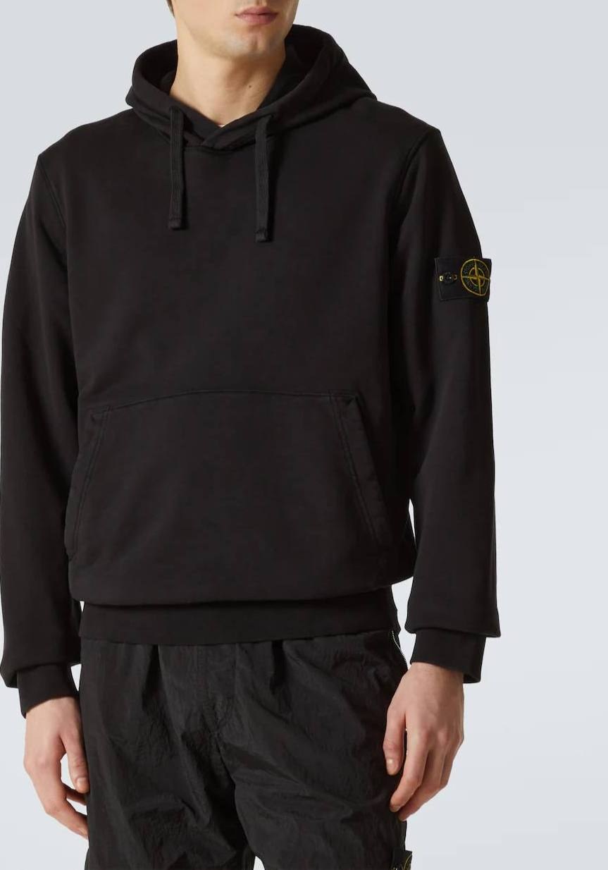 Sweat à capuche Stone Island noir avec badge