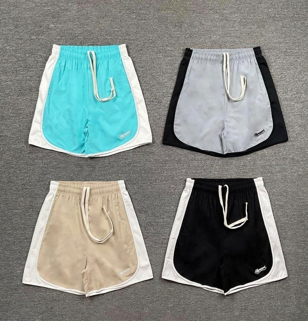 Shorts de sport bicolores à cordon de serrage