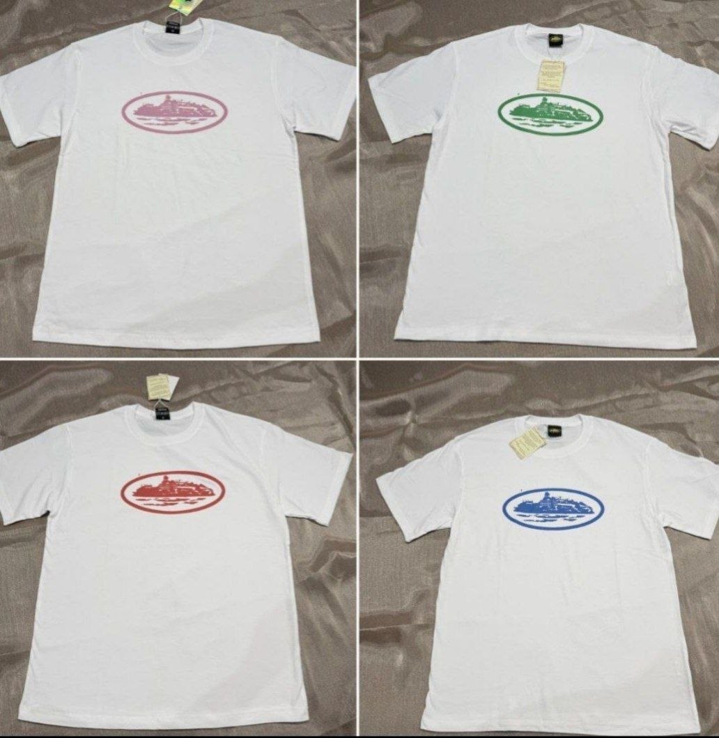 T-shirts Corteiz Alcatraz blanc logo ovale coloré