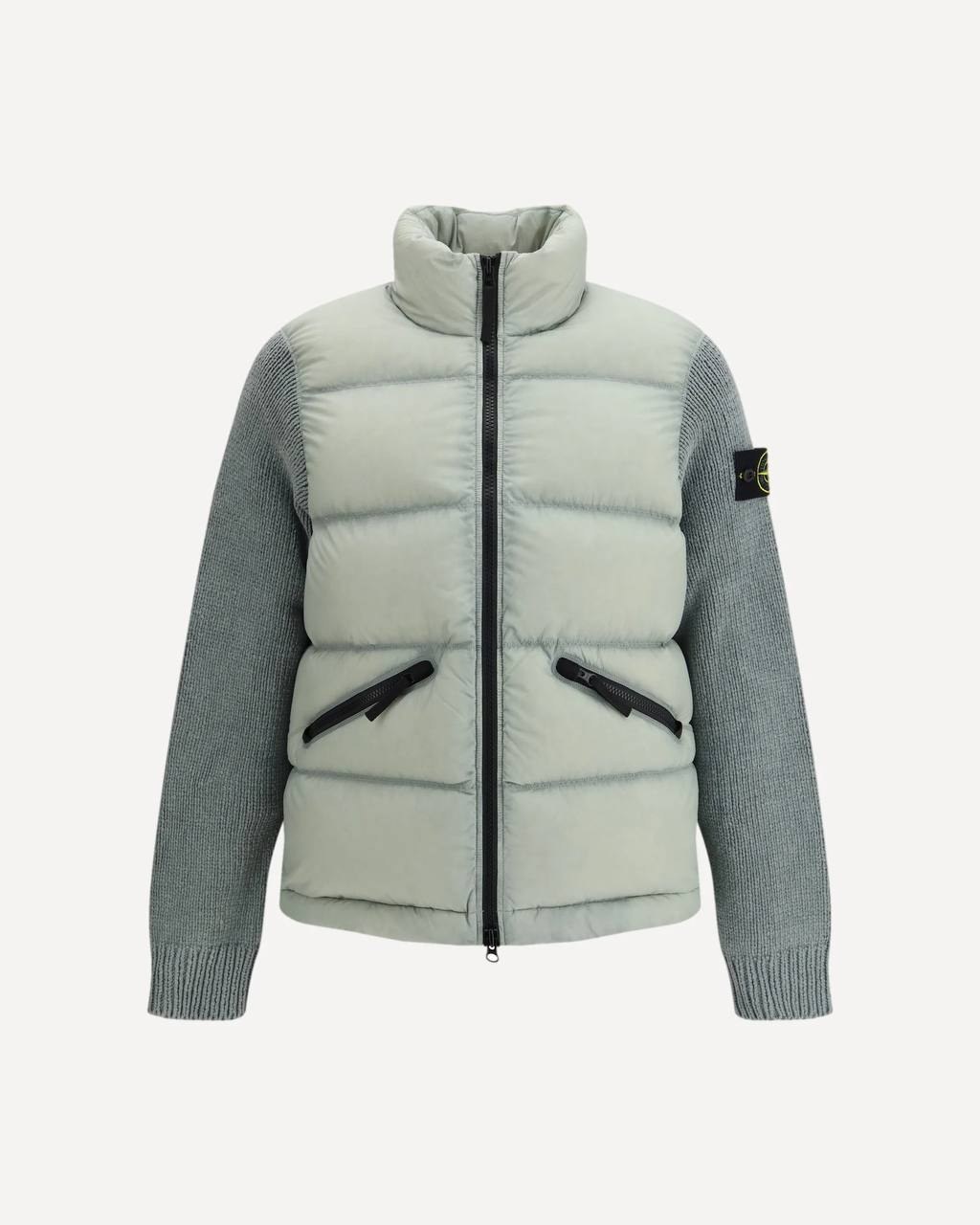 Cardigan doudoune zippé Stone Island gris clair