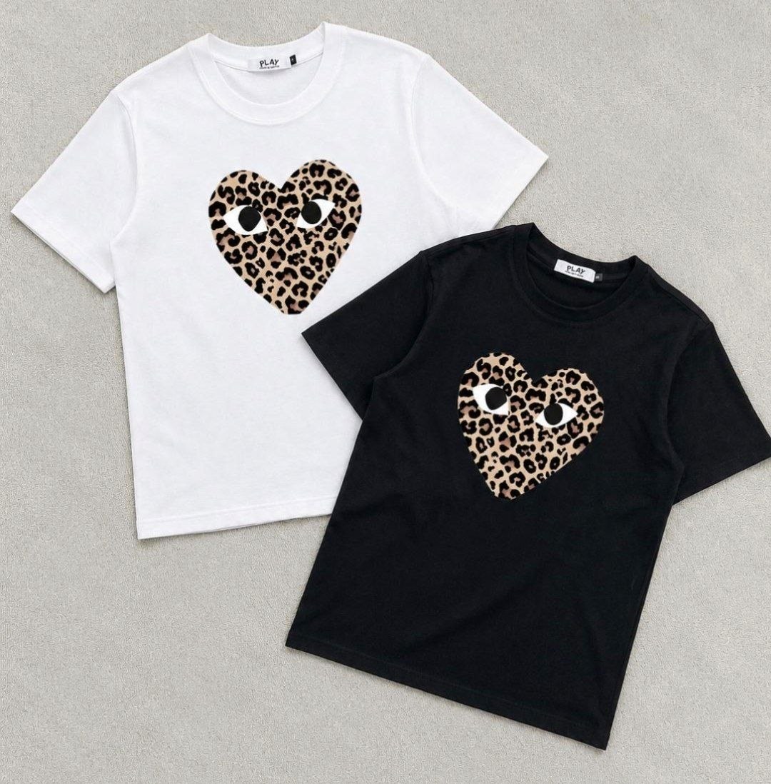 T-shirt CDG Play imprimé cœur motif léopard