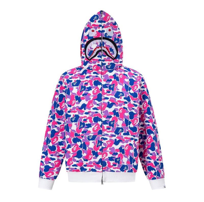 Sweat zippé Bape Shark camo rose et violet