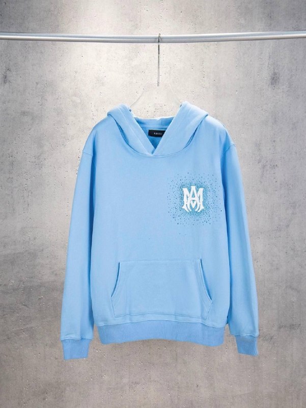 Sweat à capuche Amiri bleu ciel logo MA