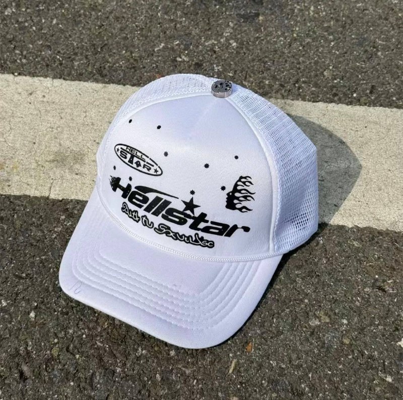 Casquette trucker Hellstar blanche imprimée
